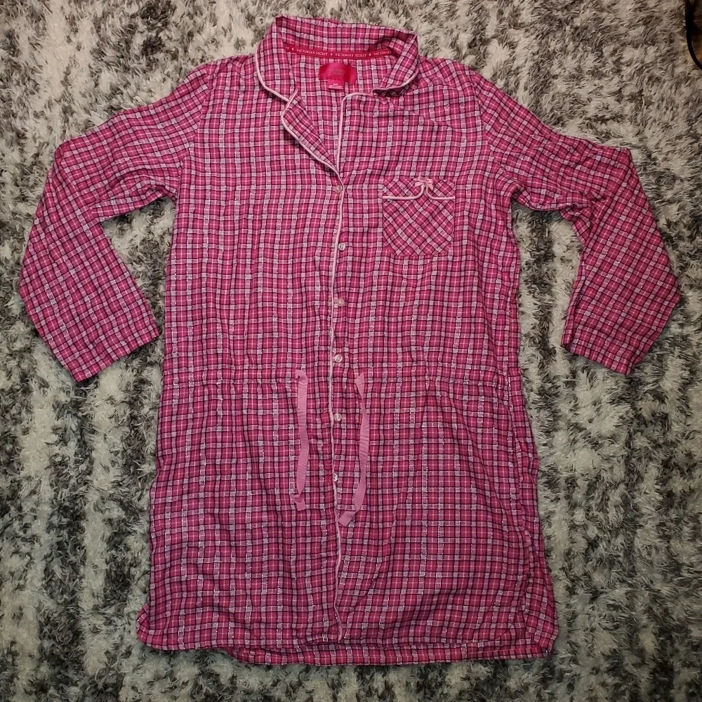Victoria Secret Flannel Nightgown in Pink Plaid 💗 - Picture 3 of 10
